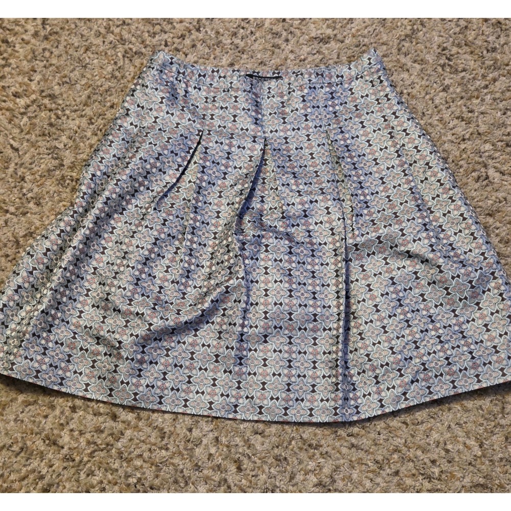 Etcetera 100% Silk Floral Print Pleated Skirt Women's Size 4 Multicolor Side Zip